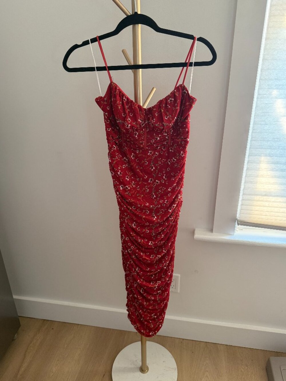 Hello Molly Red Ruched Body Con Dress - Picture 3 of 5